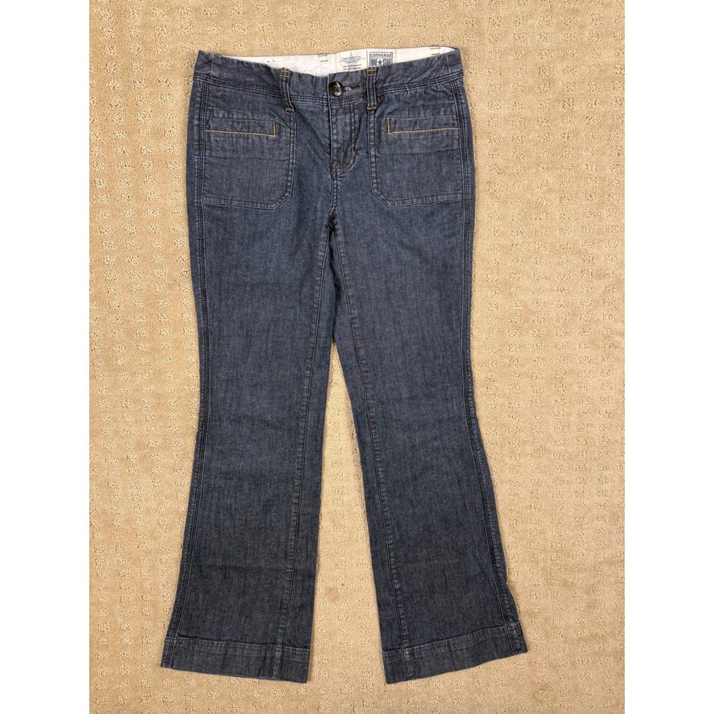 Woman's Converse One Star Low Rise Y2K Bootcut Blue Jeans Sz 6 (29x30) #1315